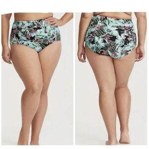 Torrid High Waisted Ruched Swim Bikini Bottom Tropical Plus‎ Size 4X